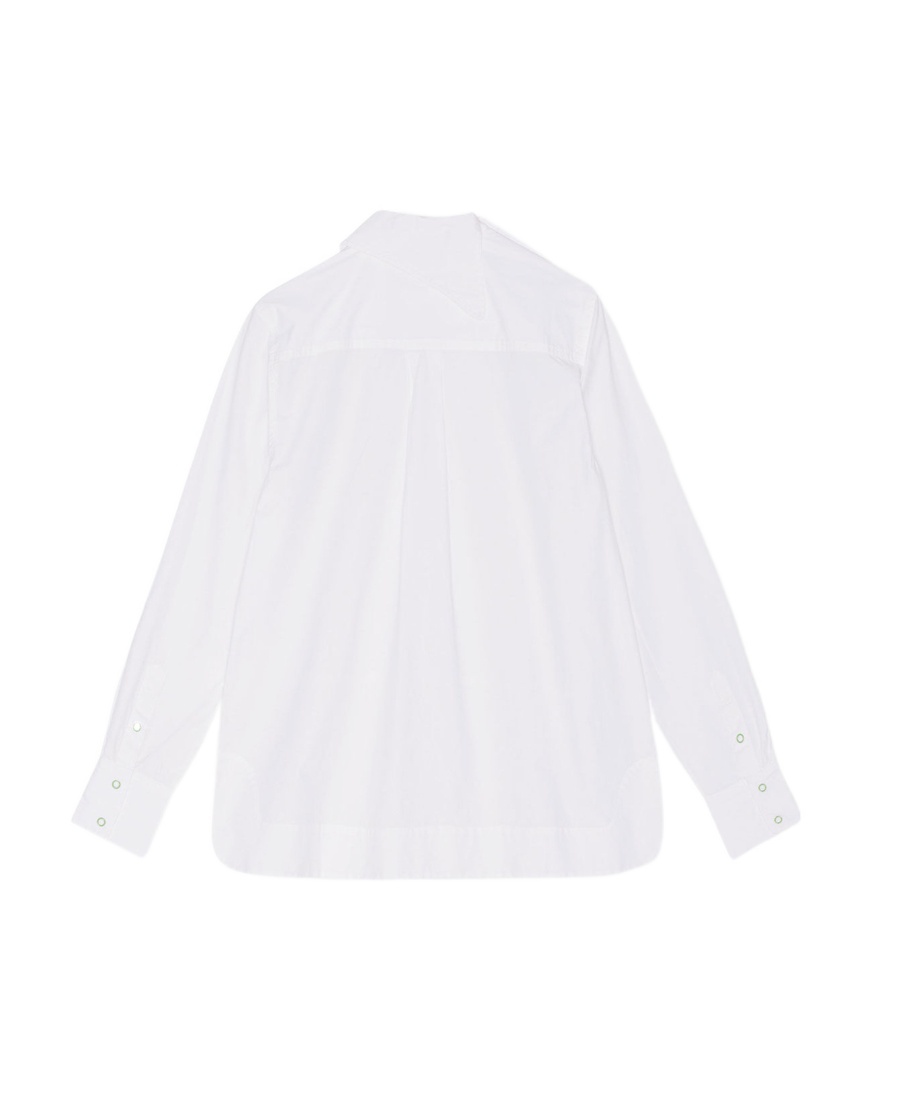 Ganni Asymmetric Organic Cotton Shirt In White