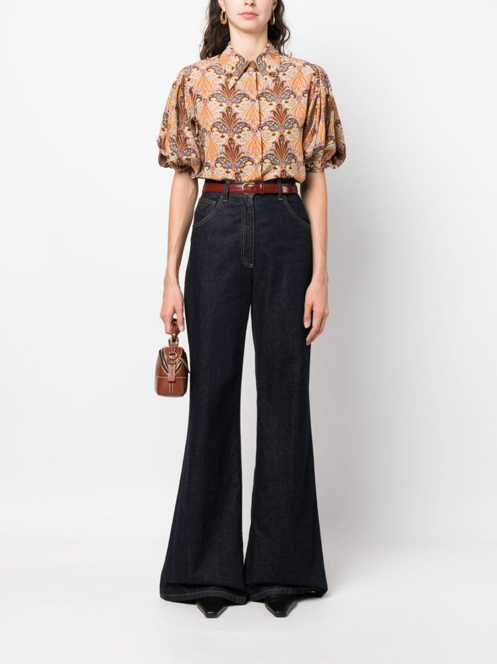 Shop Etro Paisley-print Silk Shirt In Nude