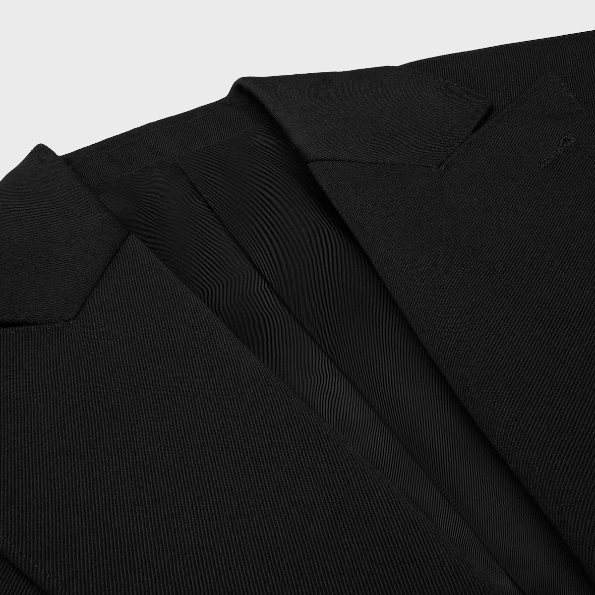 Celine Colonne Jacket In Diagonal Wool In Black