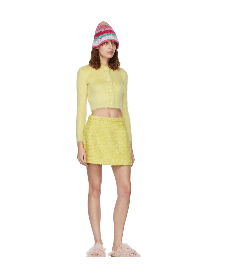 Red Valentino Yellow Bouclé Miniskirt In Yellow