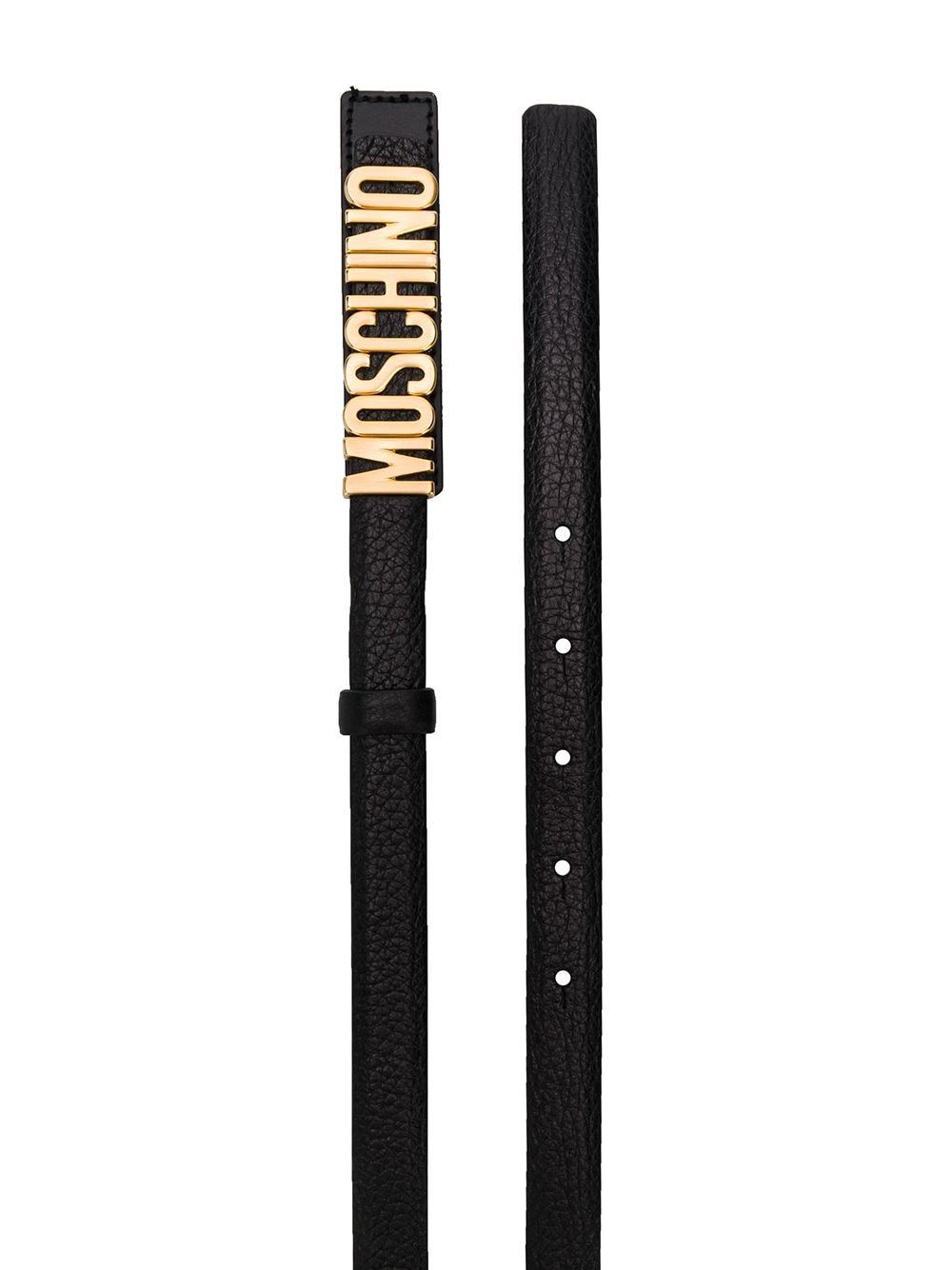 Moschino Logo Plaque Belt In Black