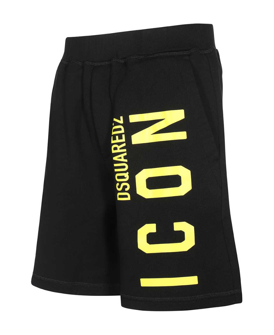 Dsquared2 Vertical Icon Print Jersey Sweat Shorts In Black