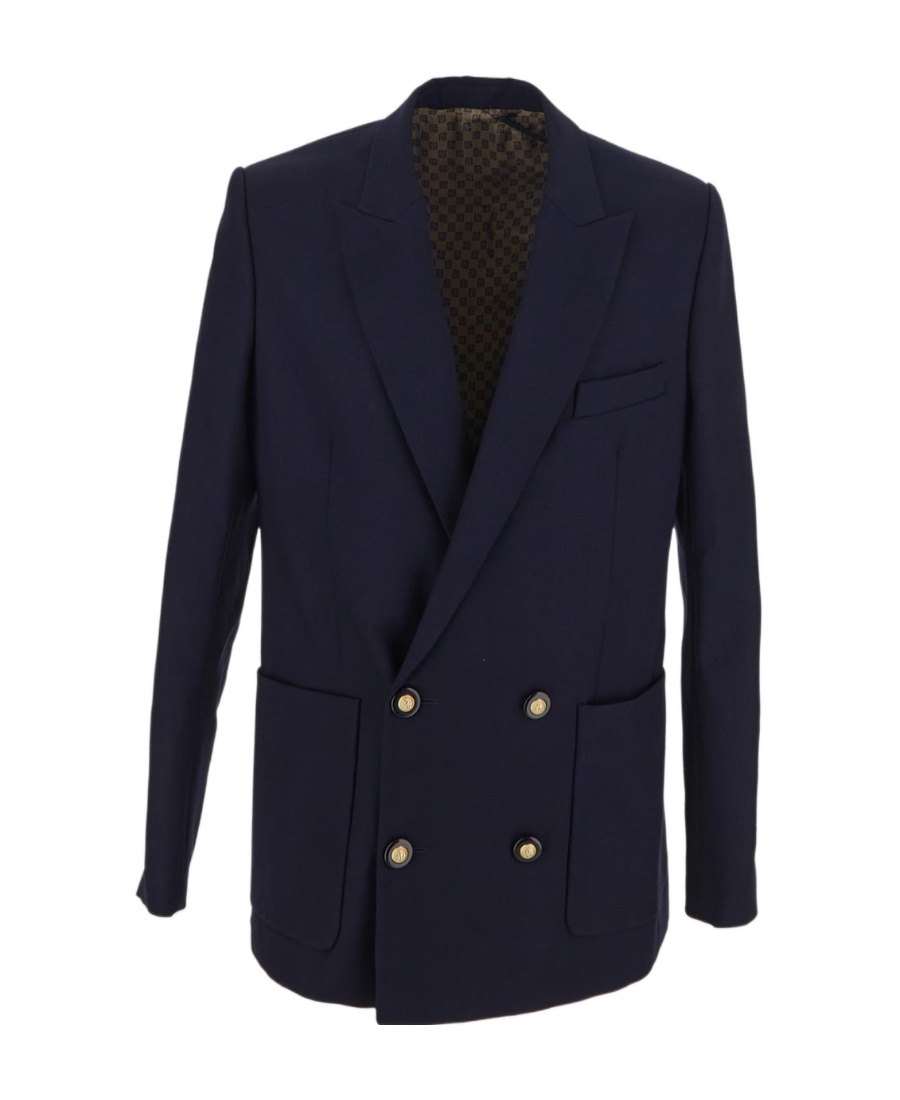 Shop Balmain Double-breasted Virgin-wool Blazer In Black