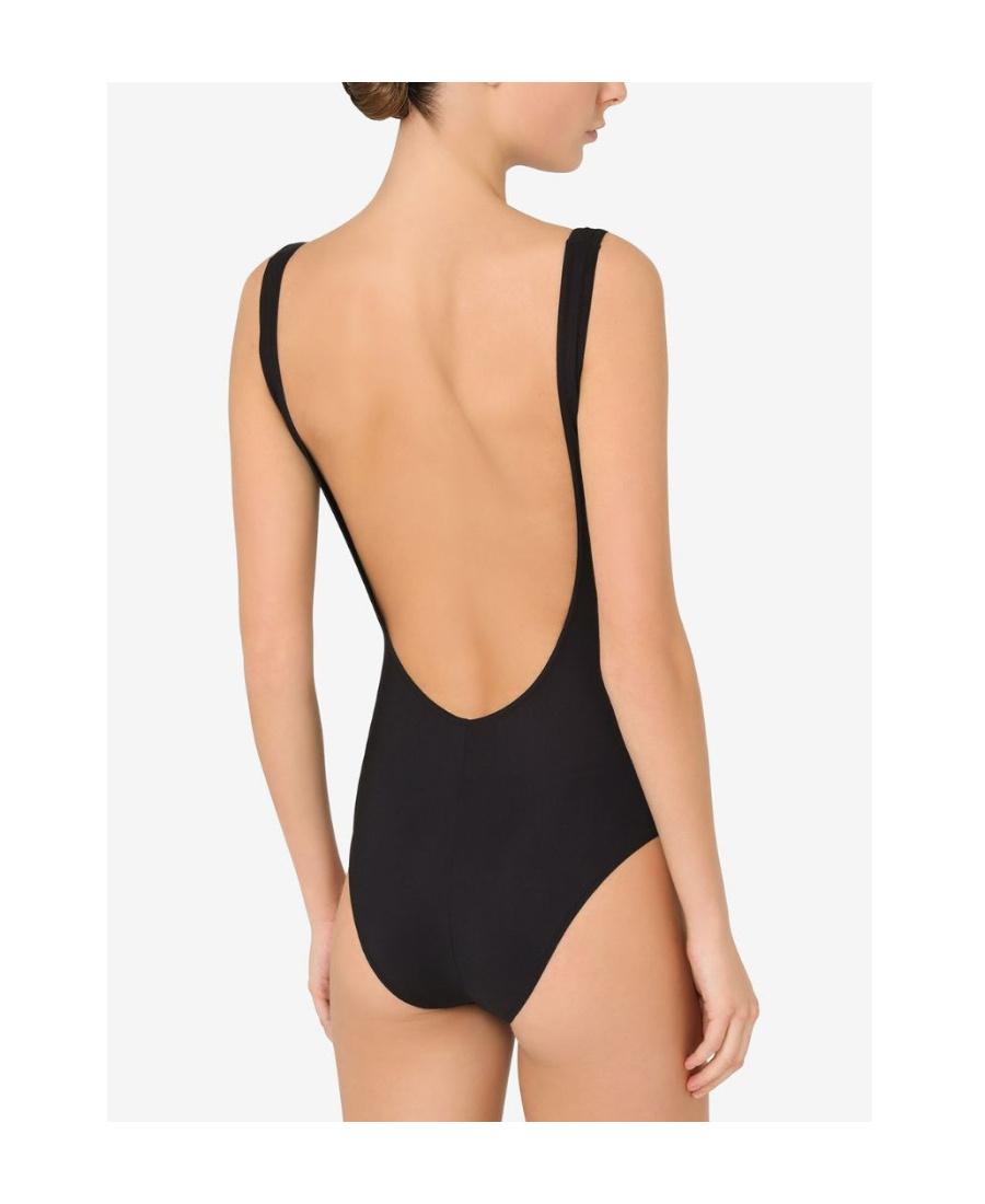 Dolce & Gabbana Dg Logo One-piece Swimsuit In Black