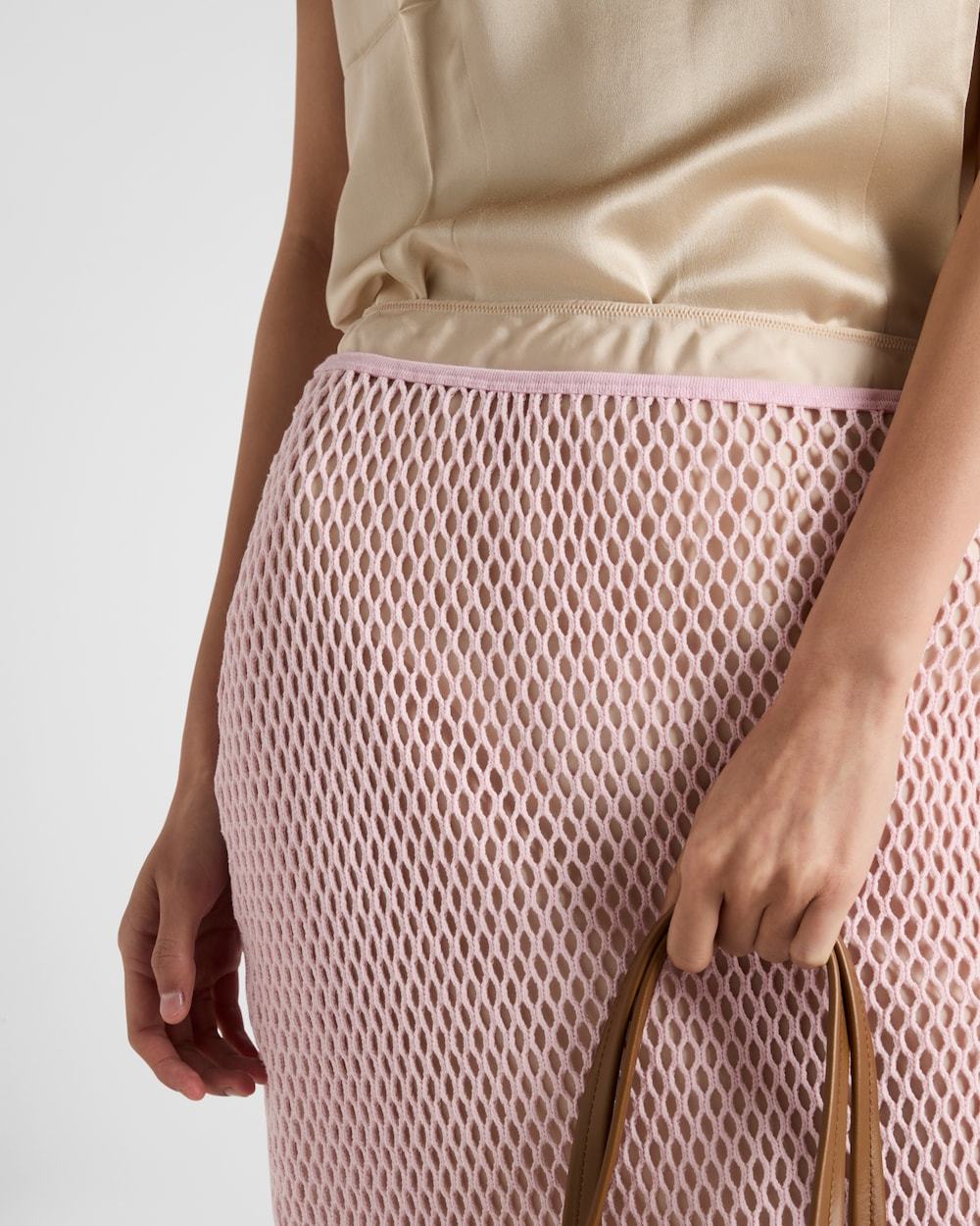 Prada Open Weave Midi Skirt In Pink