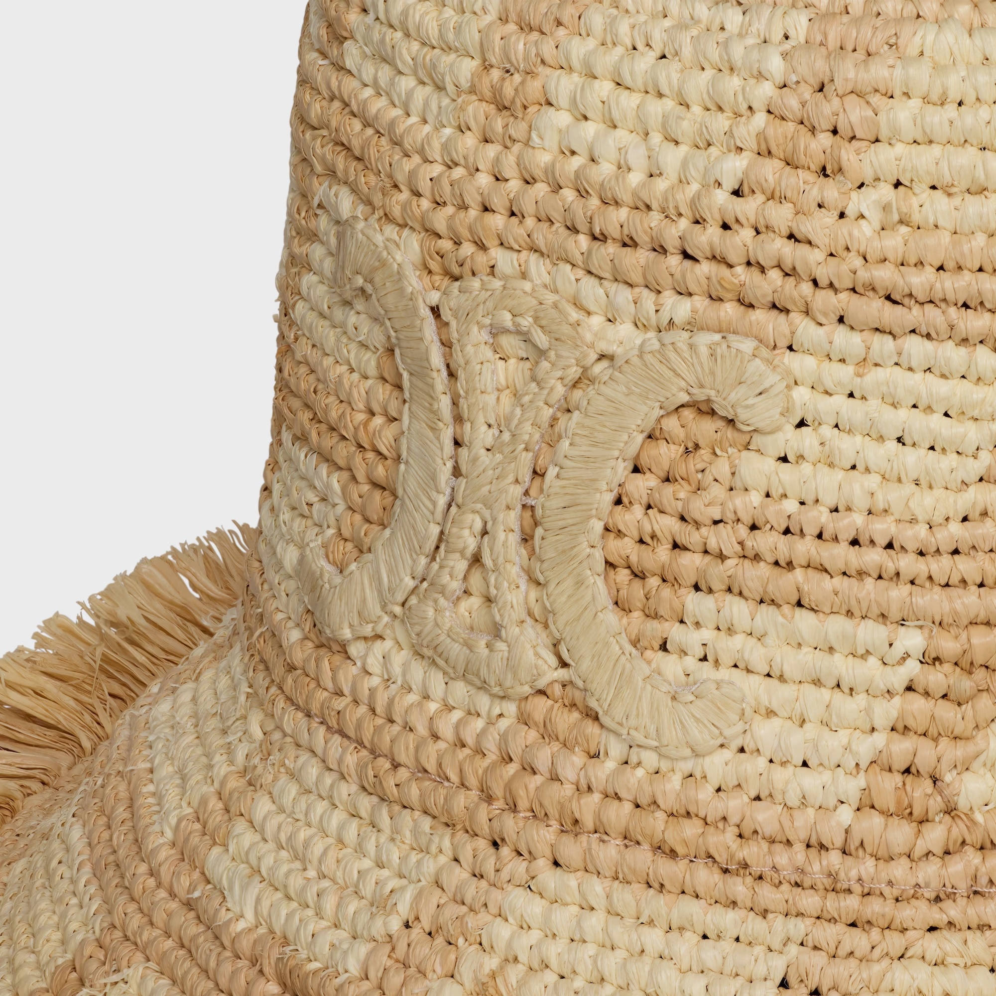 Celine Triomphe Bob In Check Raffia In Brown