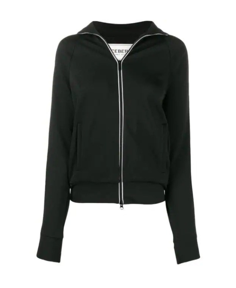 Iceberg Black Striped Zipper Casual Jacket In Black