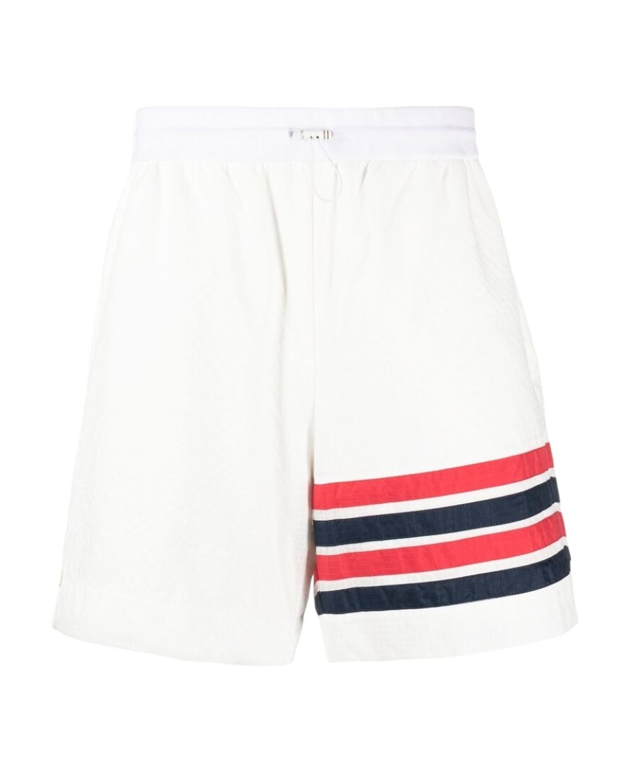 Thom Browne 4-bar Stripe Ripstop Shorts In White