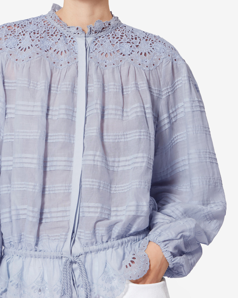 Isabel Marant Polly Embroidery Blouse In Blue