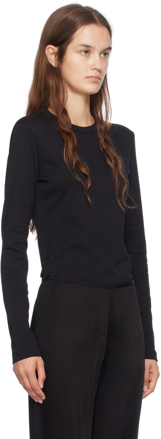 Helmut Lang Round Collar And Long-sleeved T-shirt In Black