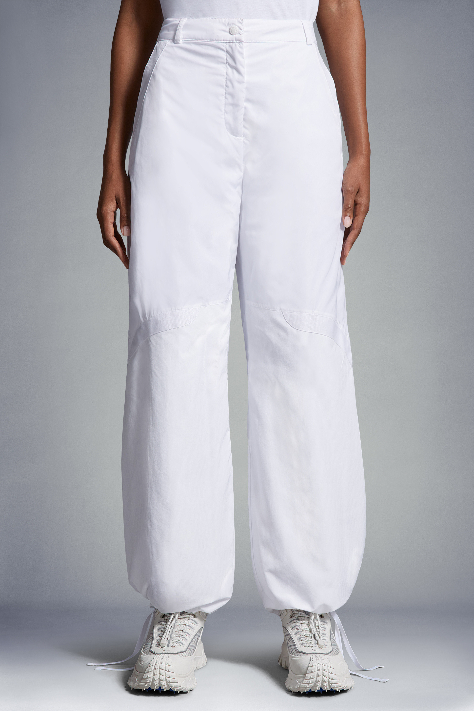 Moncler Nylon Pants Drawstring Hems In White