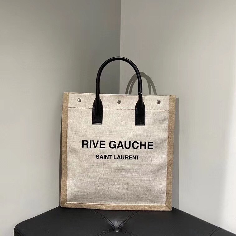 Saint Laurent Logo-print Tote Bag In White