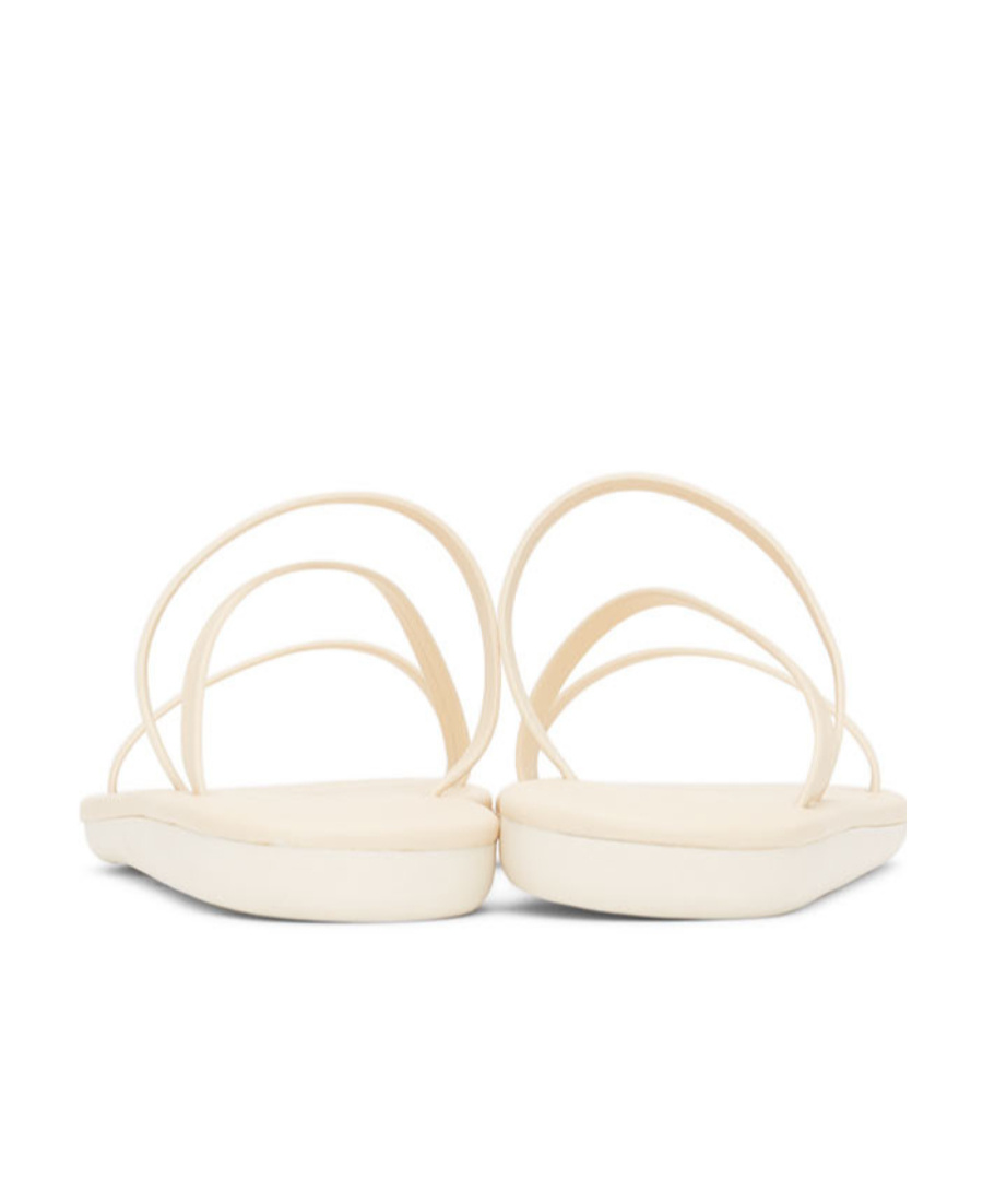 Ancient Greek Sandals Logo Ribbon Slippers In White