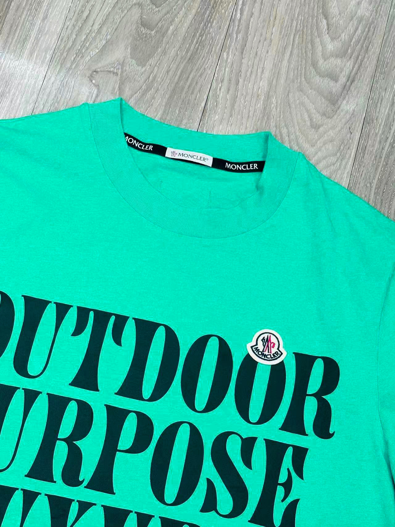 Moncler T-shirt With Round Neck And Short Sleeves In Green