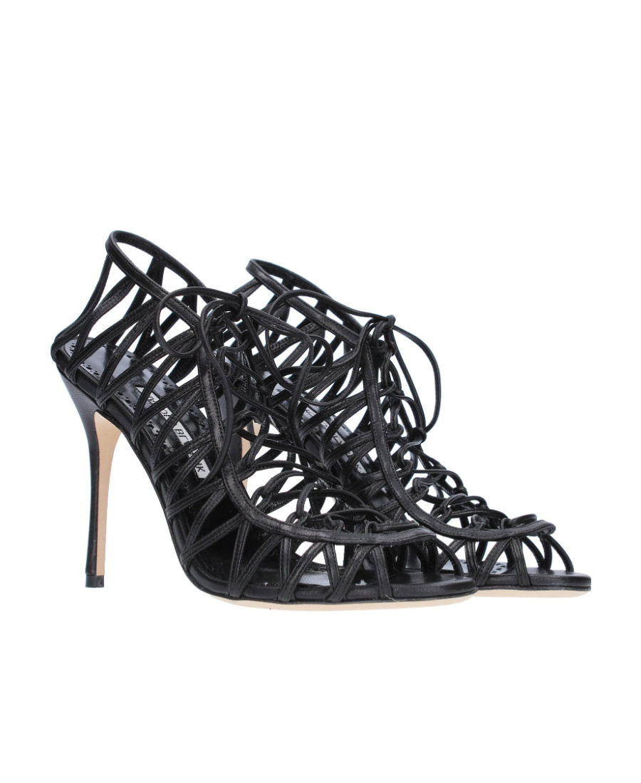 Manolo Blahnik Hollow-out High-heeled Sandals In Black