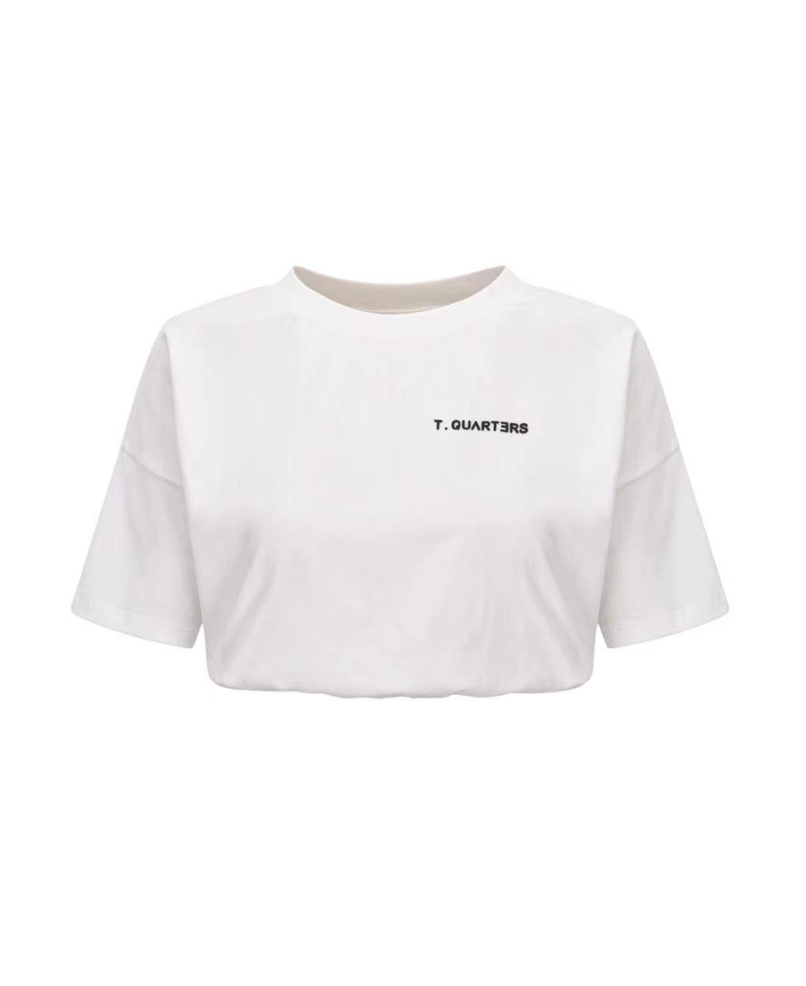Three Quarters High Waist Elastic T-shirt In White