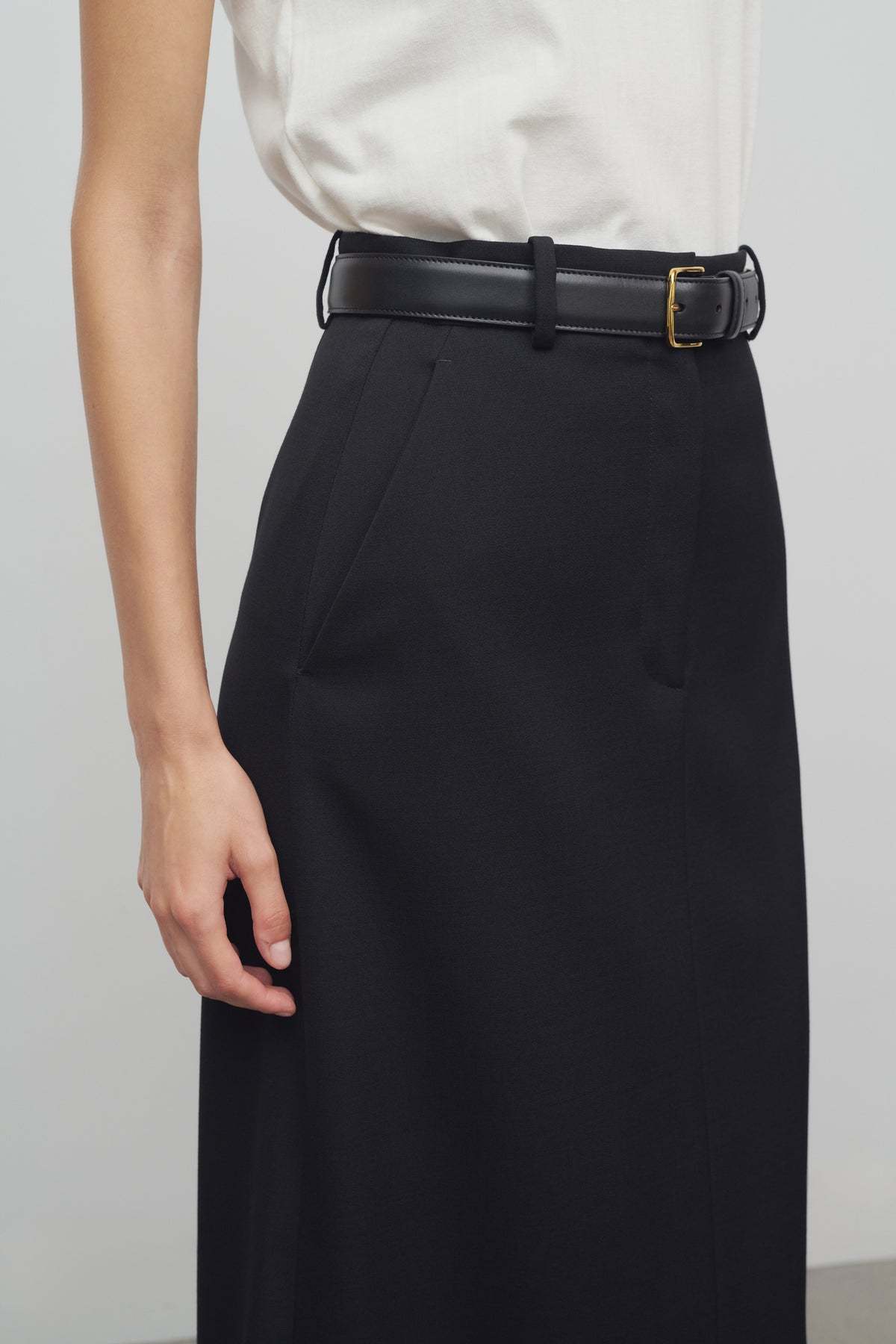The Row A-line Wool Skirt In Black