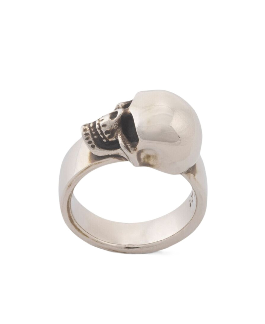 Alexander Mcqueen The Side Skull Ring In Gray