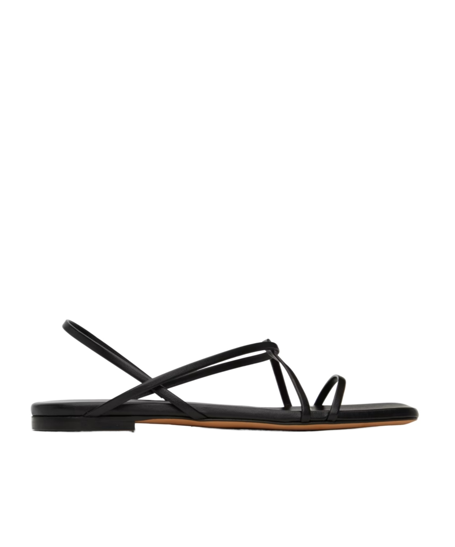 Proenza Schouler Black Square Strappy Flat Sandals In Black