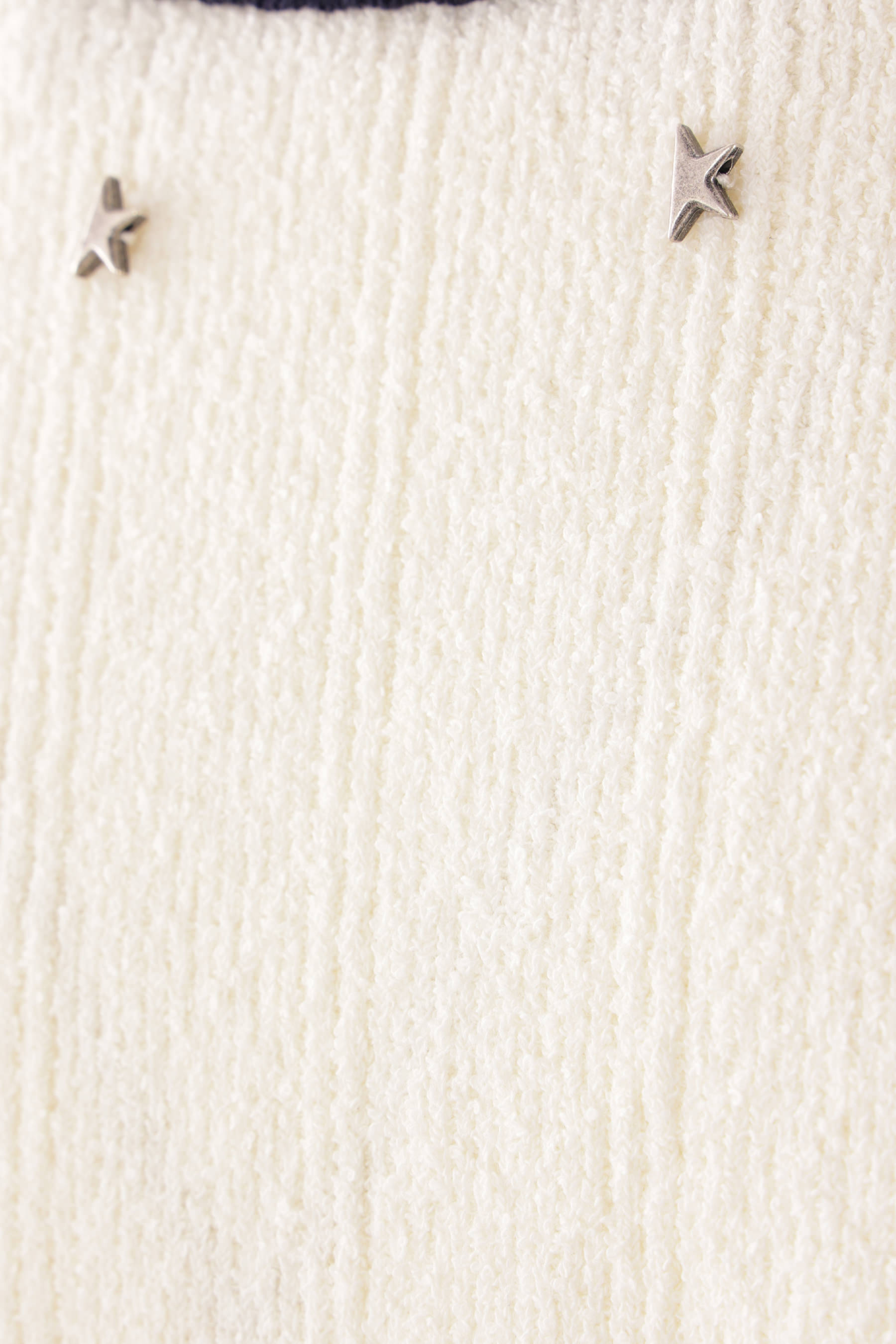 Golden Goose Women's Short-sleeved Sweater In Vintage White With Blue Rib Knit In White