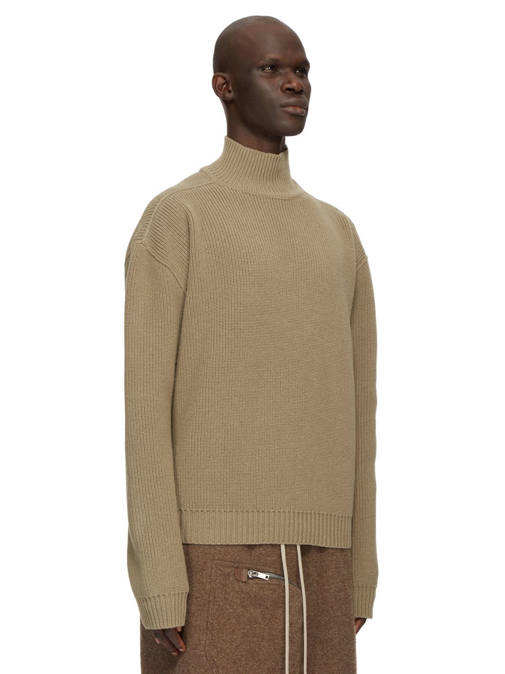 Rick Owens Roll-neck Virgin-wool Jumper In Brown