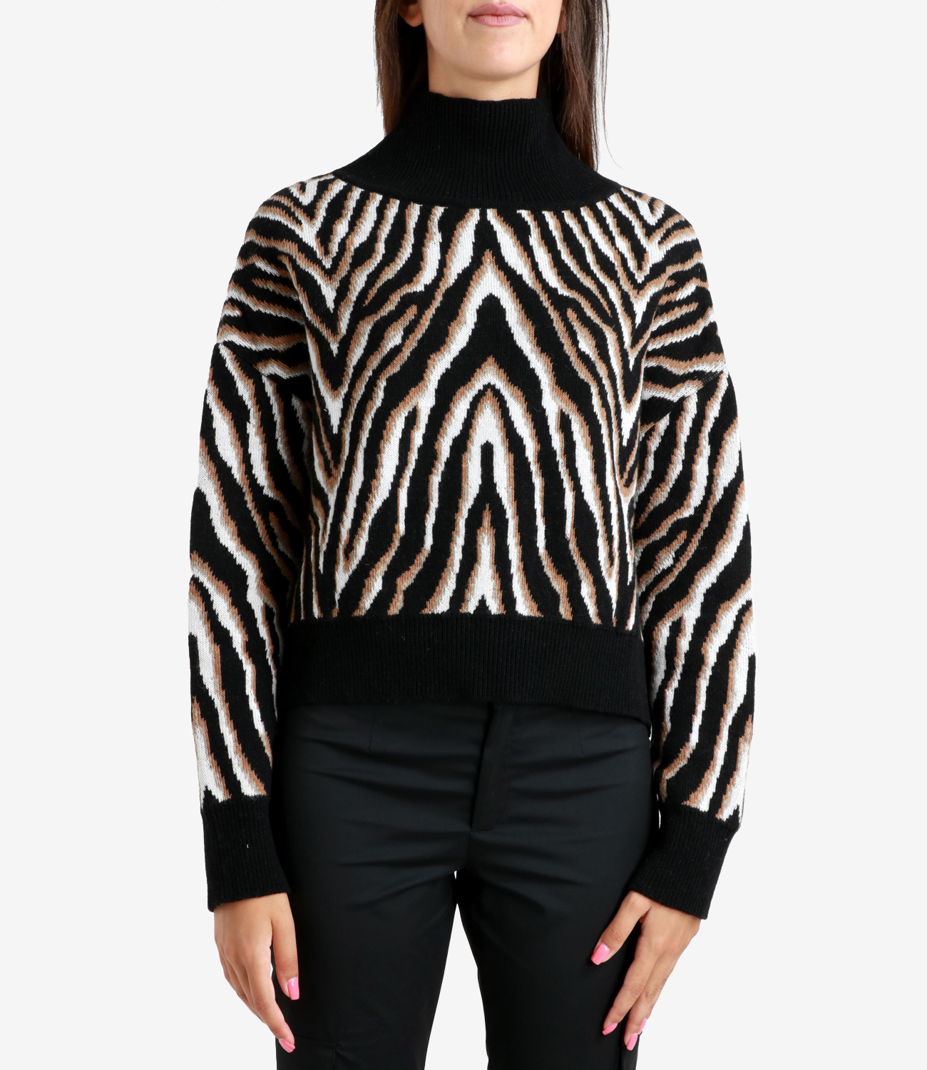 Erika Cavallini Patterned-intarsia Wool-blend Jumper In Black