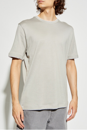 Eleventy Beige Crew Neck T-shirt In White