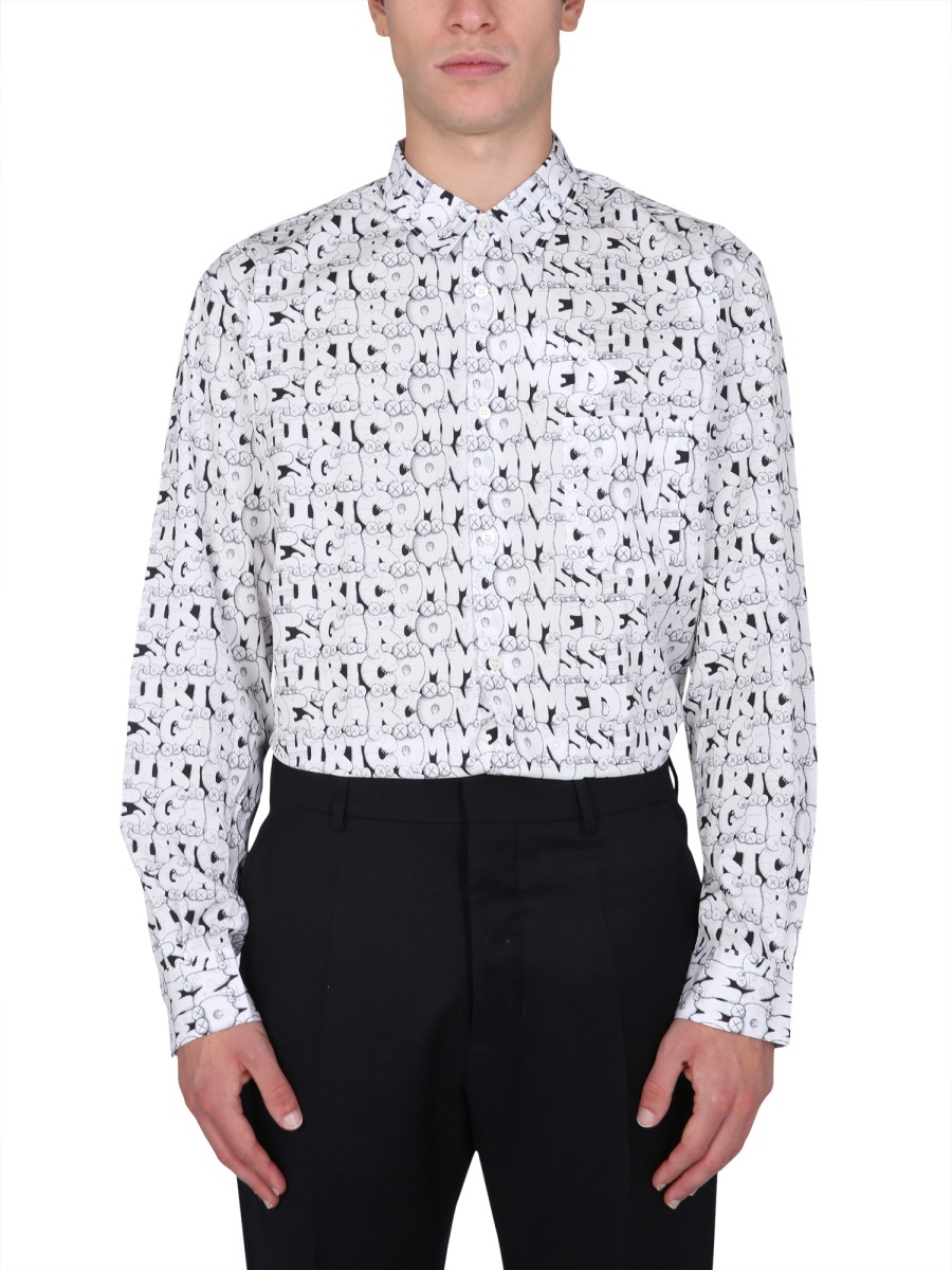 Comme Des Garçons Pattern Printed Shirt In White