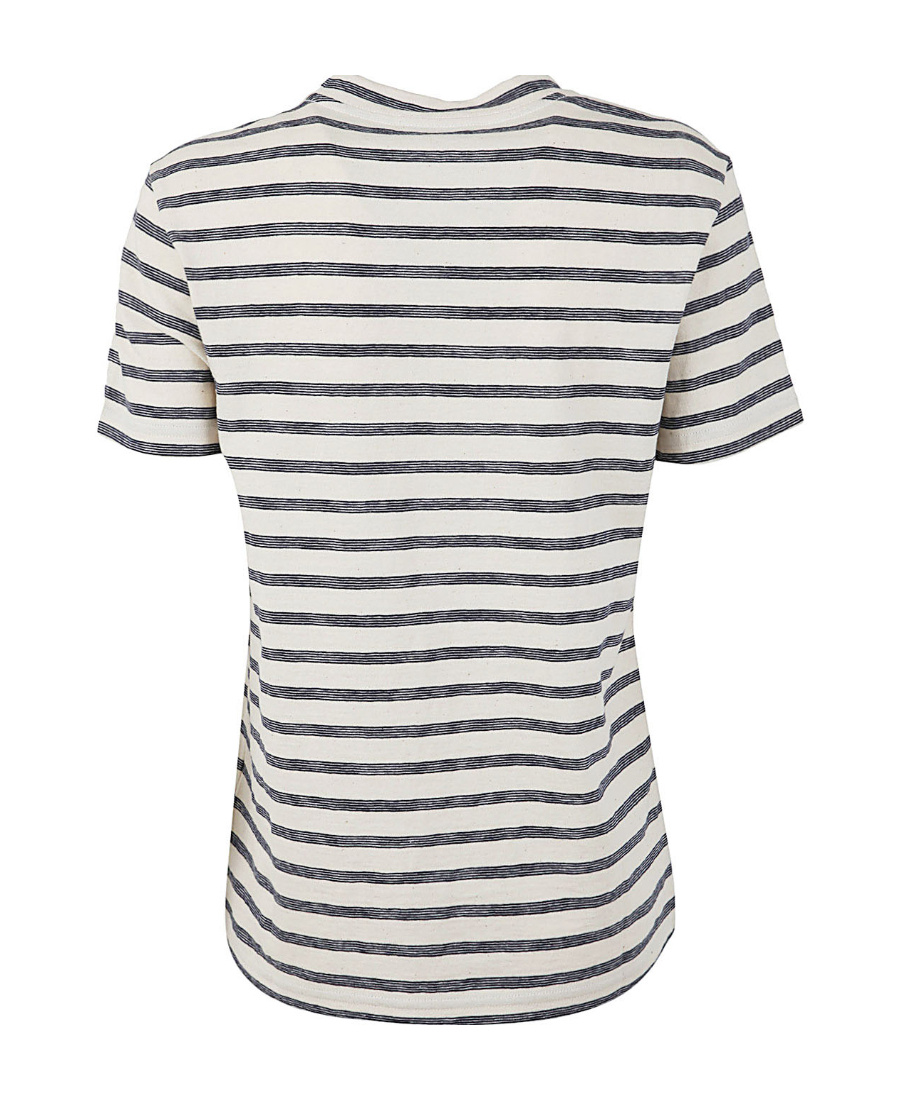 Lanvin Striped Crew Neck T-shirt With Short Sleeves In White