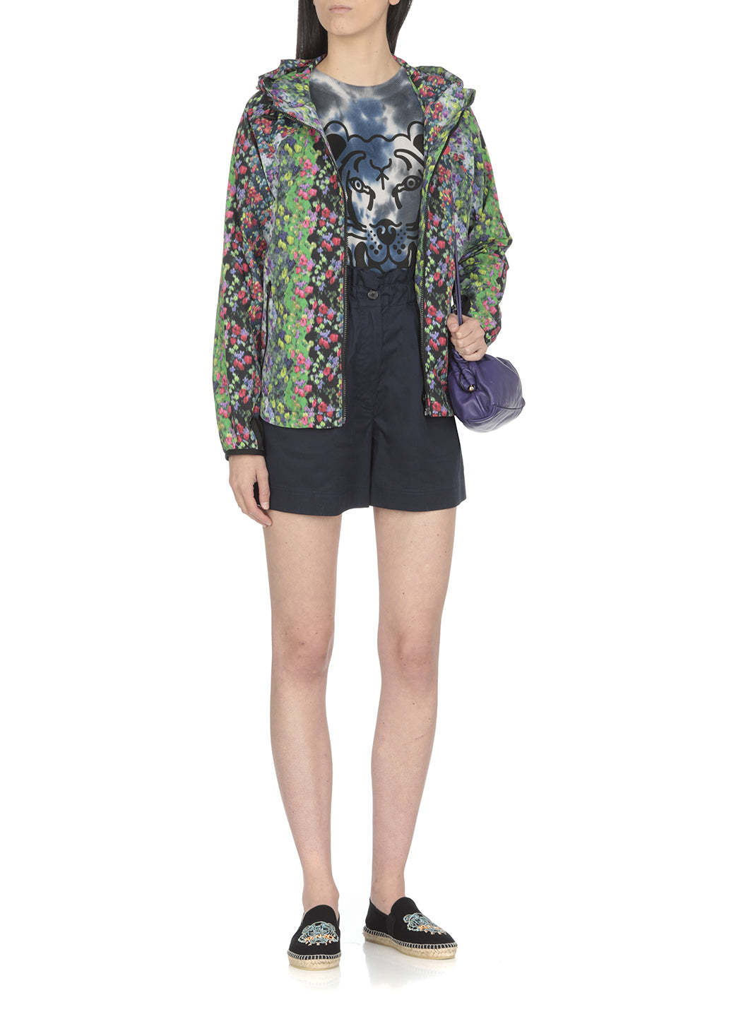Kenzo High-waisted Cargo Shorts In Blue
