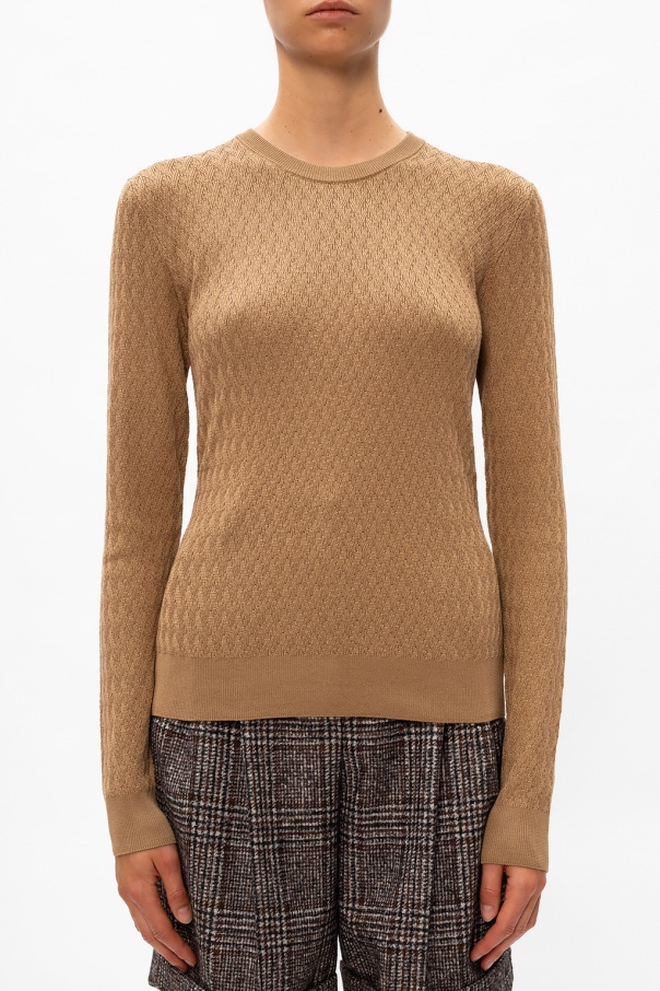 Dolce & Gabbana Cable Knit Silk Jumper In Brown