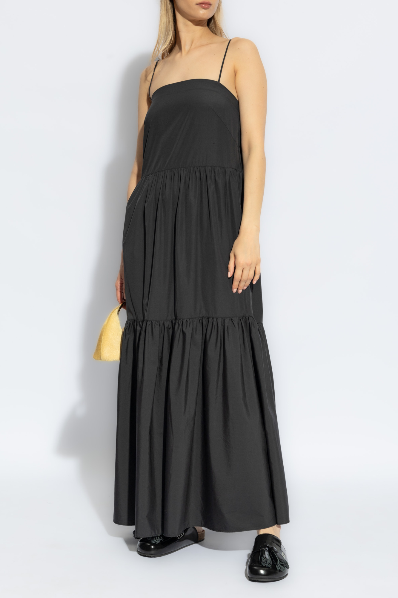 Rag & Bone Sage Tiered Cotton-poplin Maxi Dress In Black