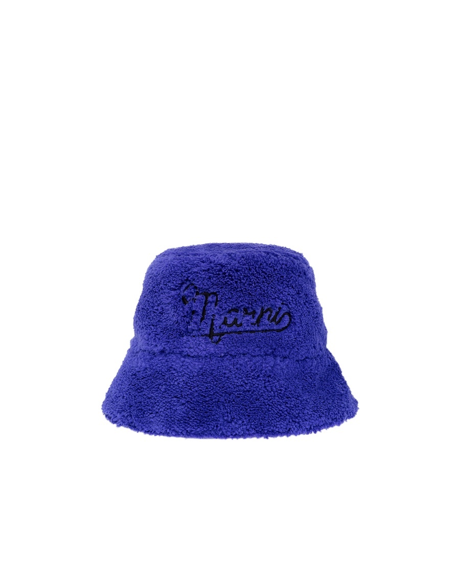 Marni Shearling Bucket Hat In Blue