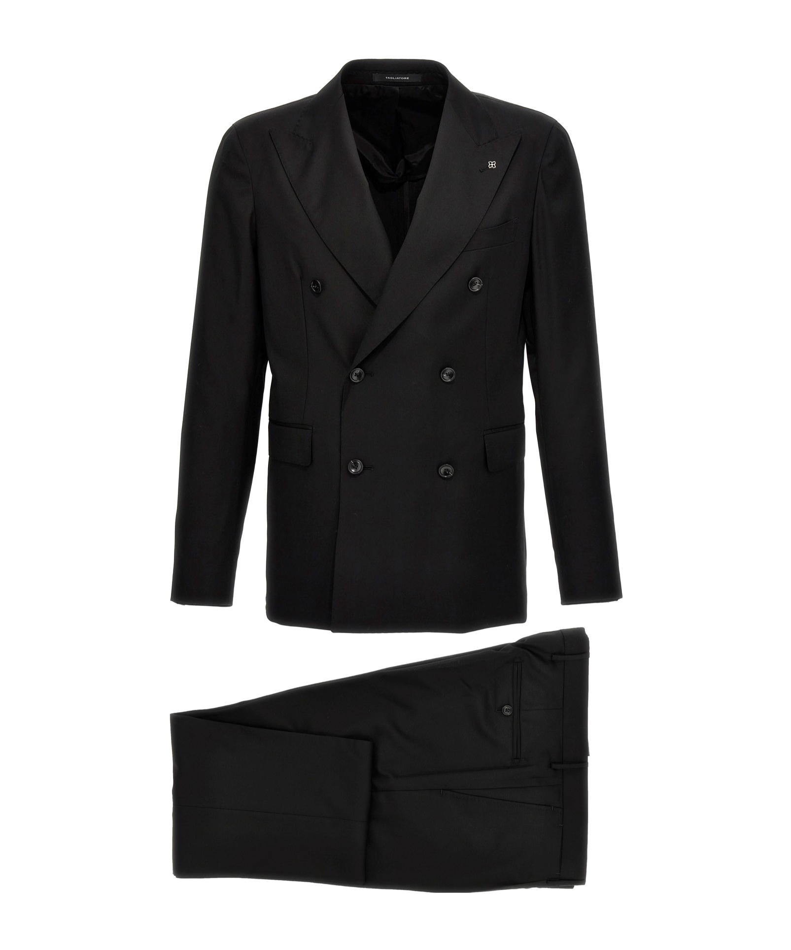 Tagliatore Naples Suit With Double Breasted Jacket In Black