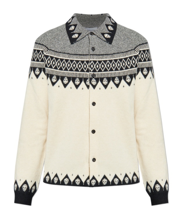 Alexander Mcqueen Skull-motif Wool Cardigan In White