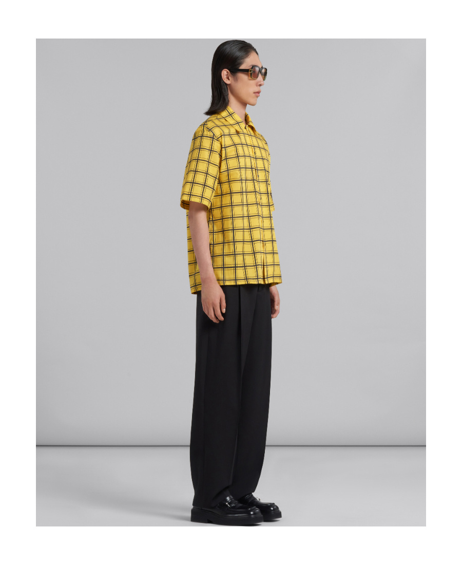 Marni Short-sleeve Checked Shirt In Yellow