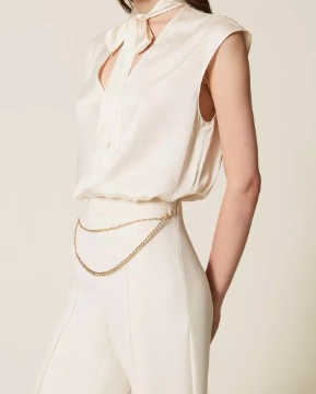 Twinset Satin Blouse In Neutral