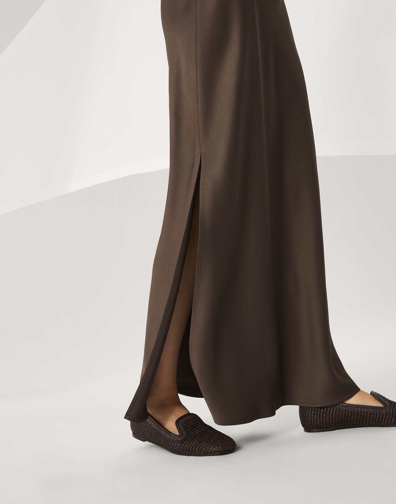 Brunello Cucinelli Cadis Long Skirt In Brown