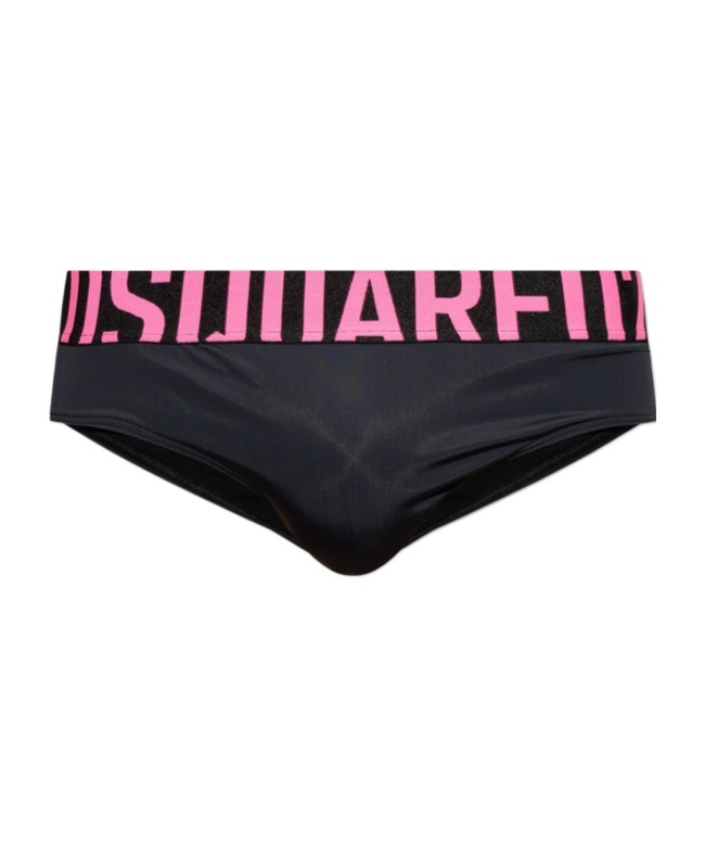 Dsquared2 Elastic Waist Swimming Trunks In Black