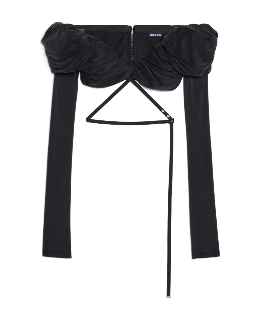 Jacquemus Le Haut Spalla Crop Top In Black