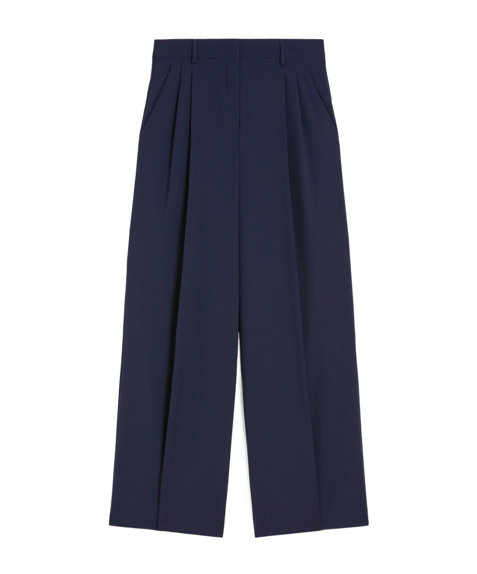 Weekend Max Mara Stretch Wool Trousers In Blue