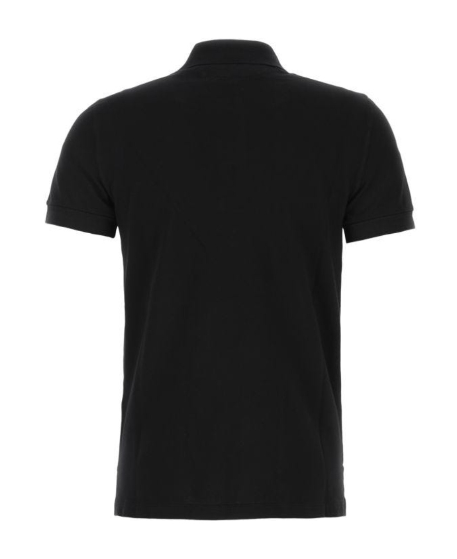 Tom Ford Classic Black Pique Polo With Textured Finish In Orange