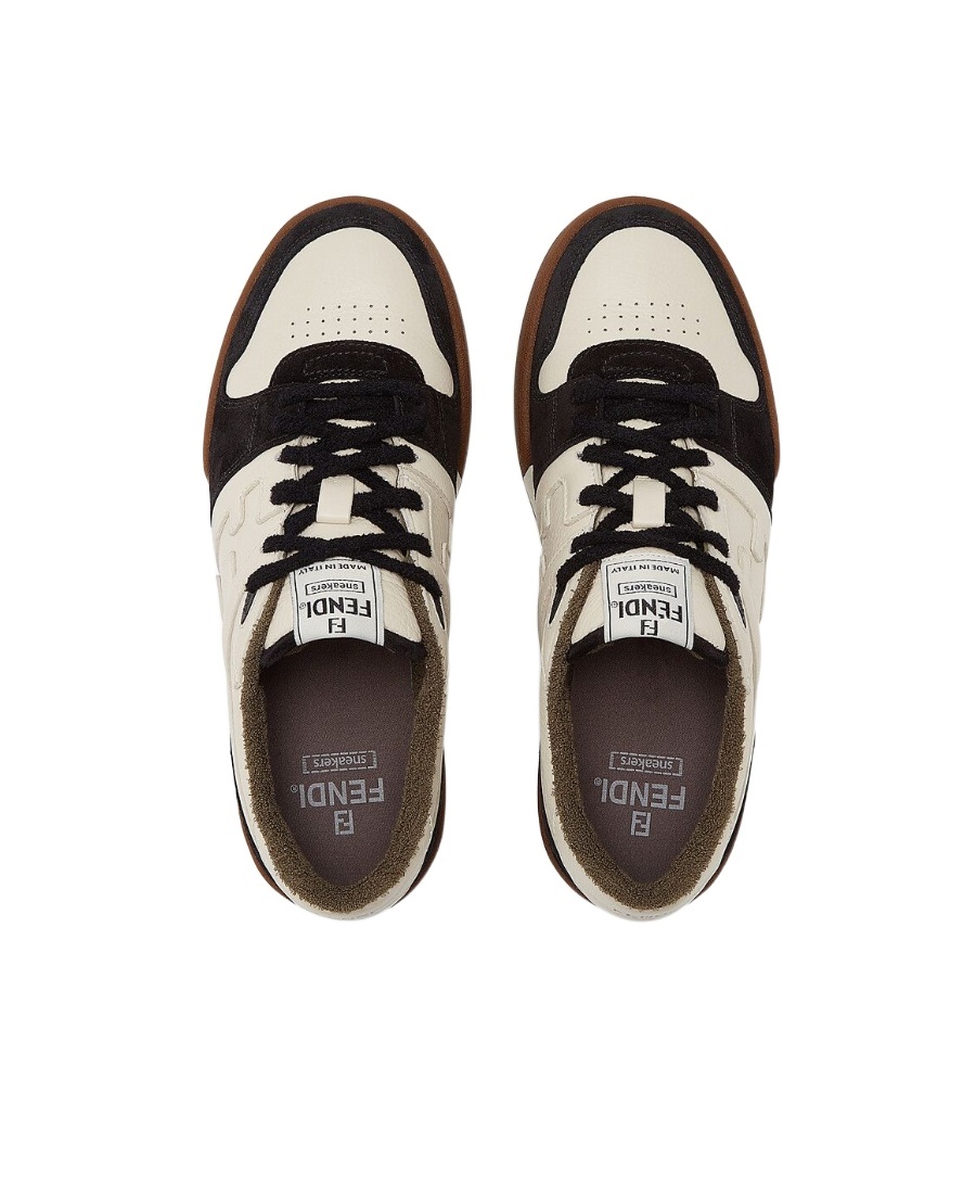 Fendi Men Low Top Sneaker In Calfskin With Logo In Multi