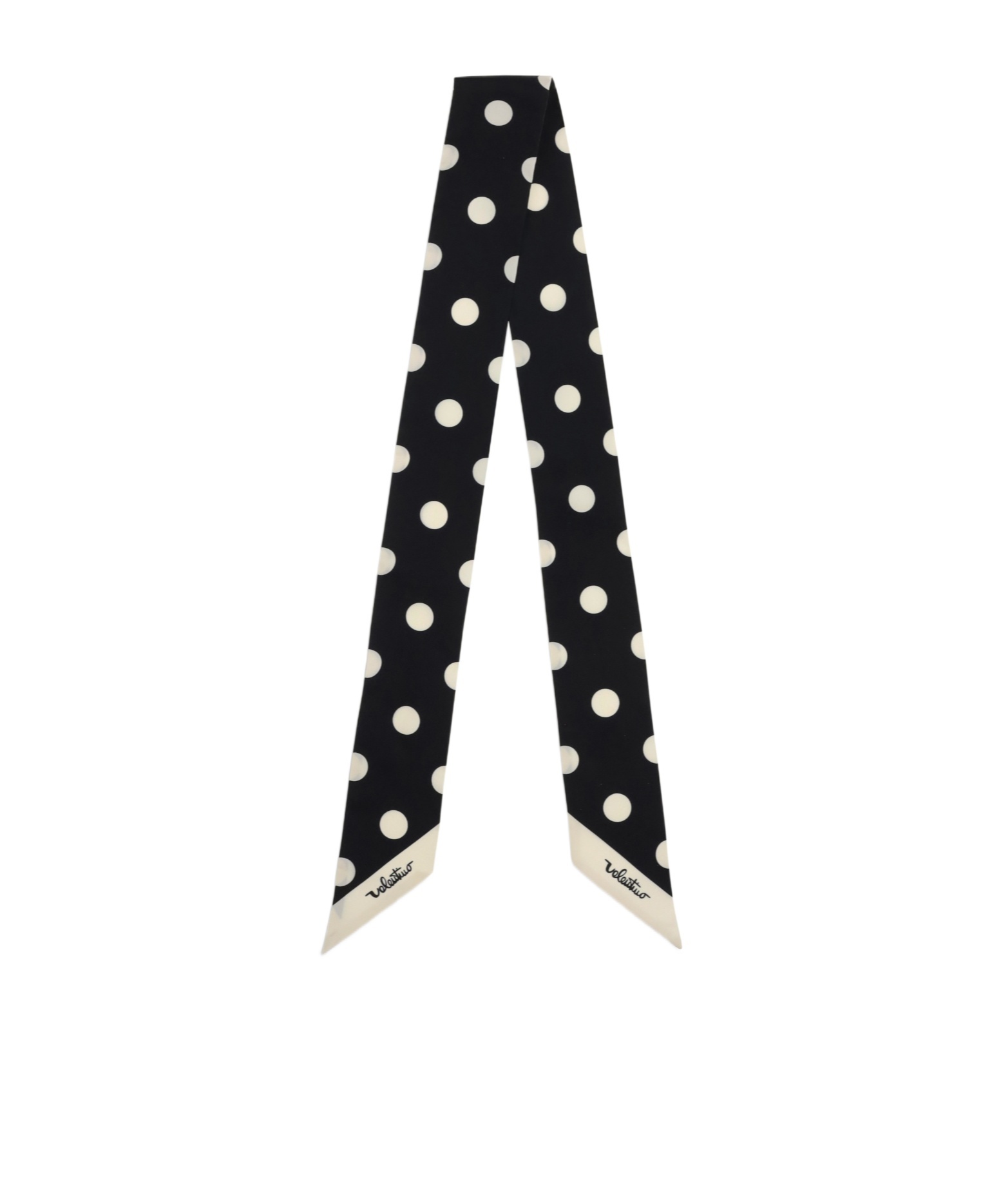 Valentino Slim Polka Dot Scarf With Contrast Edging In Black