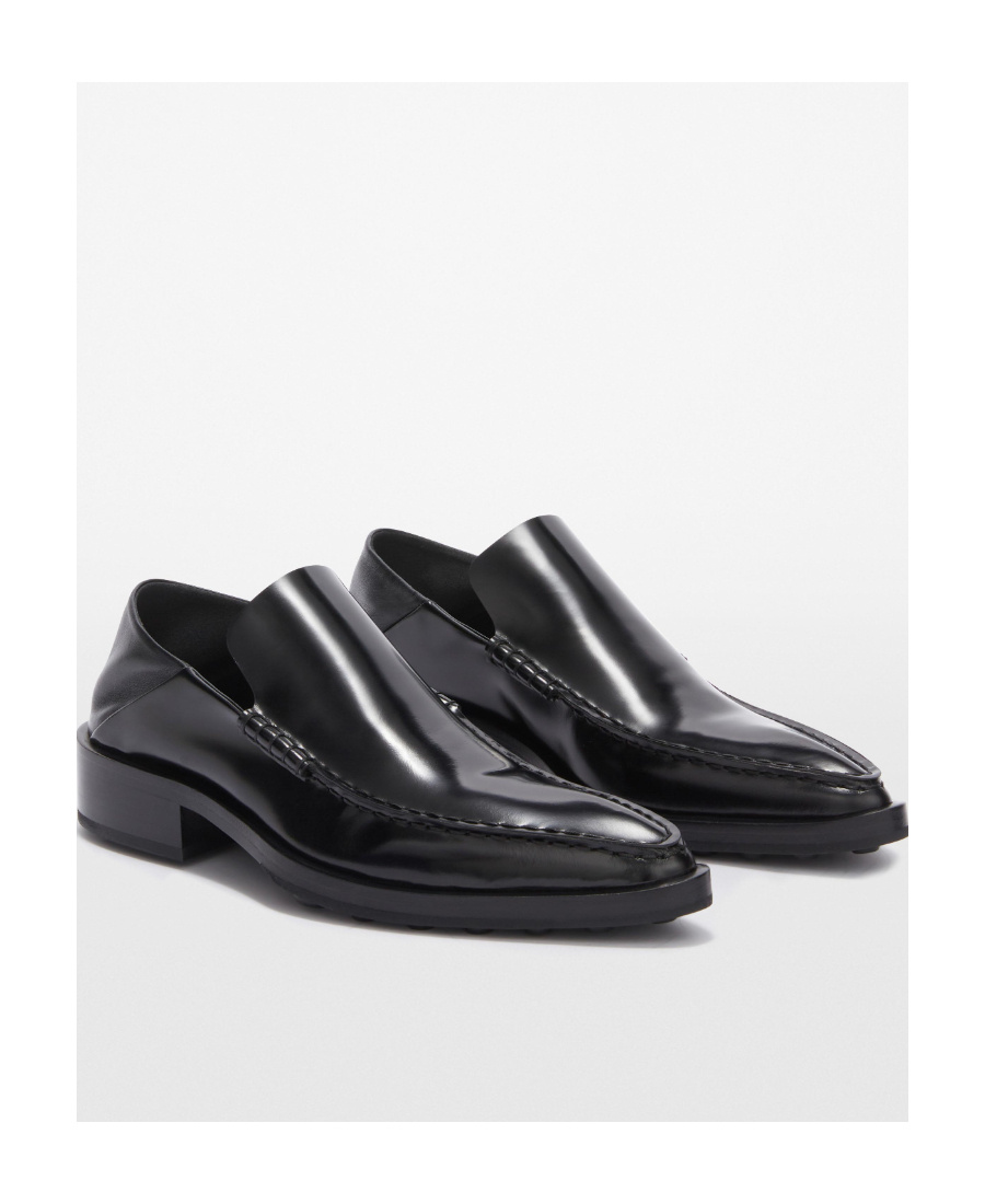 Jil Sander Pointed-toe Leather Loafers In Black