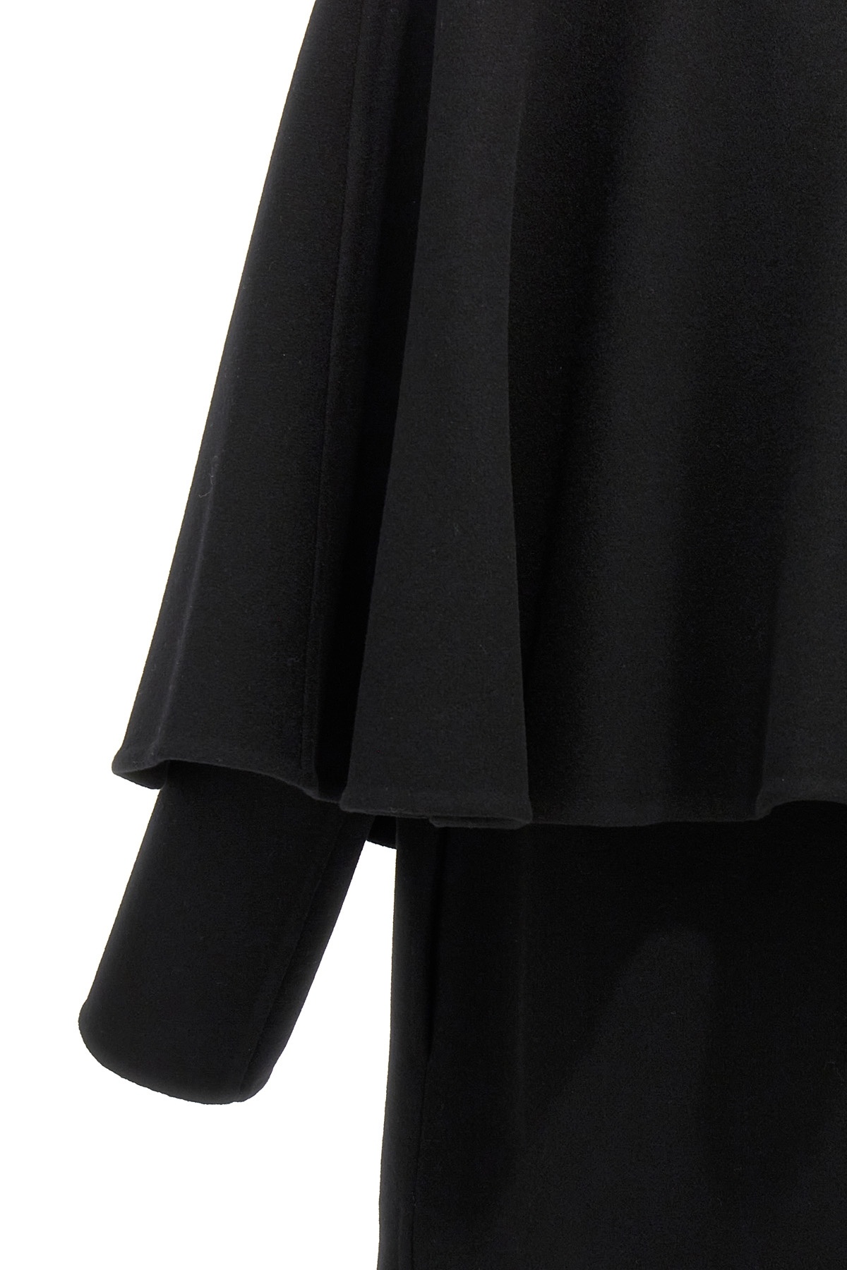 Chloé Cape Overlay Double-face Wool Cashmere Coat In Black
