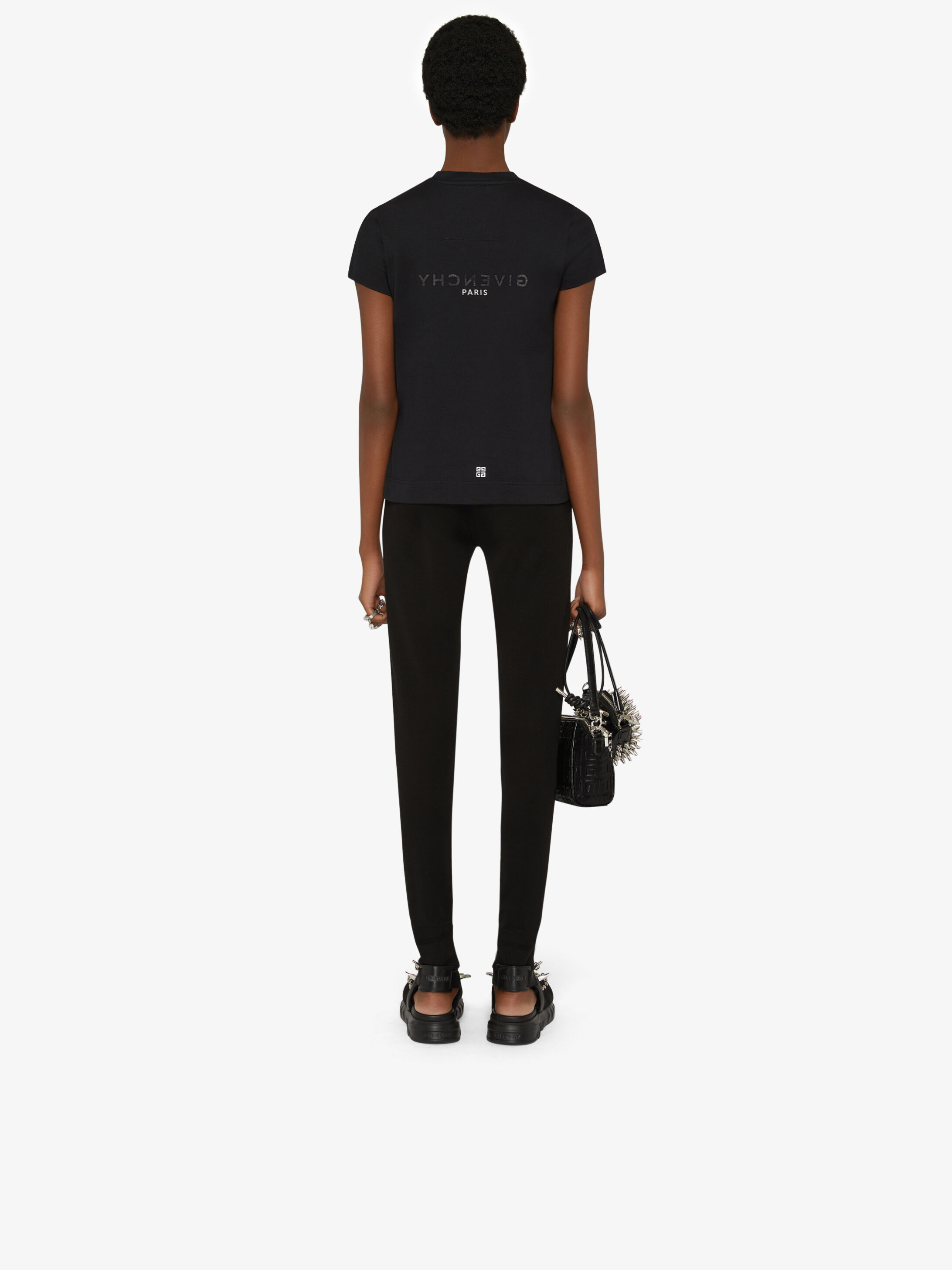 Givenchy Black T-shirt With Contrasting Lettering Print In Cotton Woman  In Black