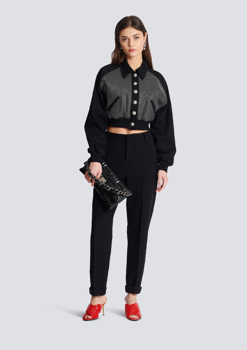 Balmain High-waisted Tapered-leg Trousers In Black
