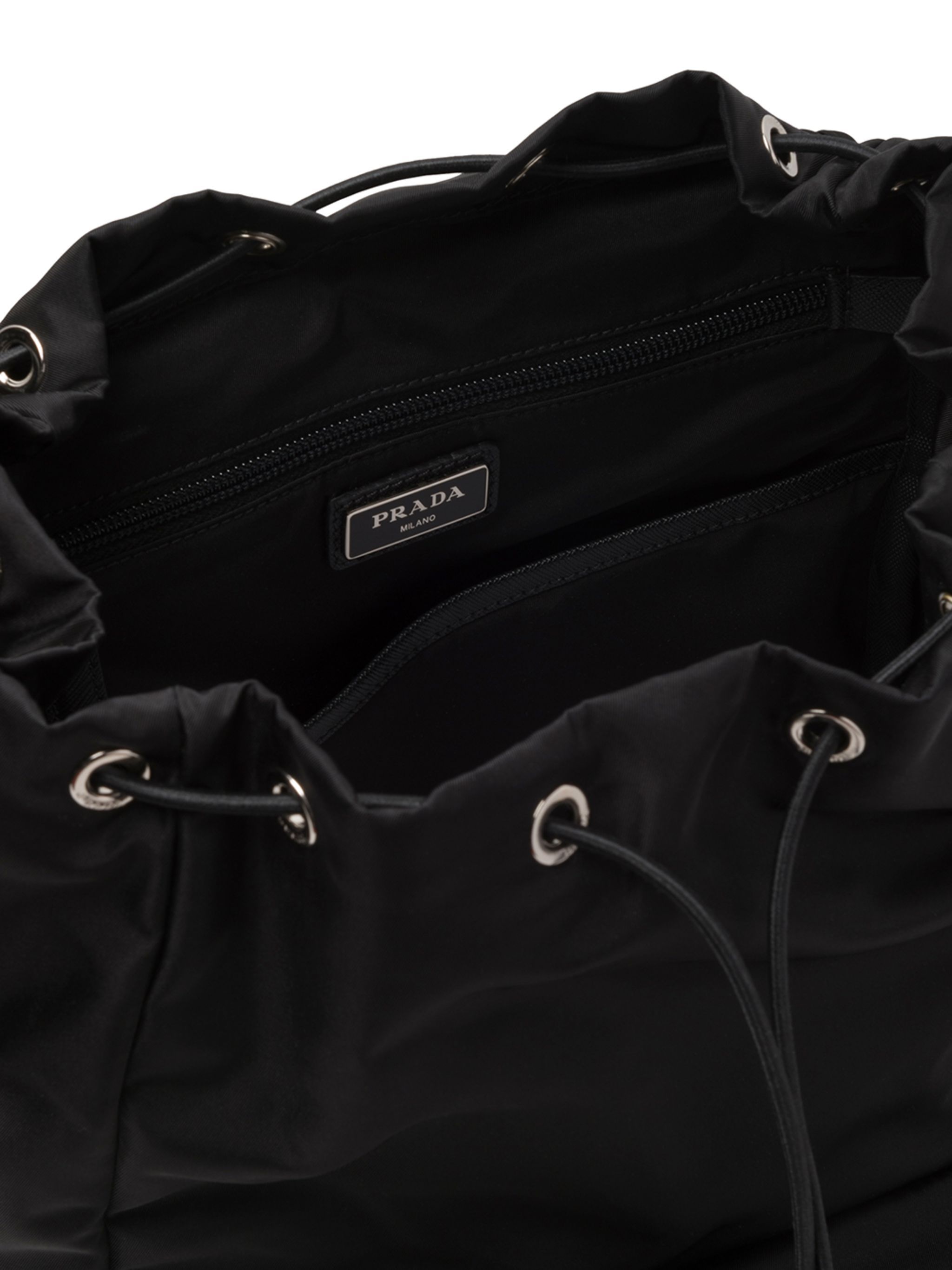 Prada Men's Re-nylon Backpack With Snap Fastener In Black