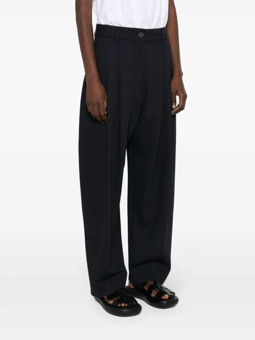 Shop Studio Nicholson Twill Palazzo Pants In Black